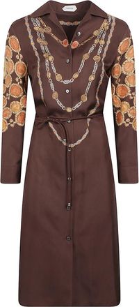Versace Kleedjes - Dames - Shirt Kleedjes - Bruin - XS - Leer - Kleedjes