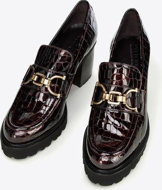 Wittchen Dames Patent Leather Pumps Croco met Gesp Burgundy Patent Leather