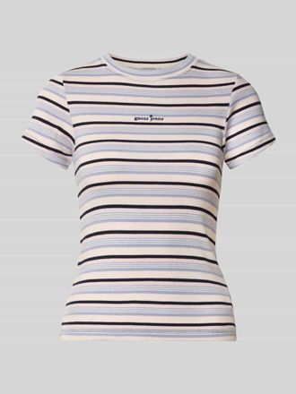 Guess Slim Fit T-Shirt mit Logo-Stitching in Hellblau, Gr&ouml;&szlig;e XL