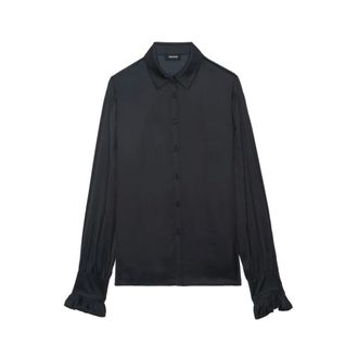 Zadig&Voltaire Overhemden, Dames, Zwart, L, Satin Stijlvolle Top