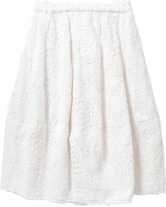 Comme Des Gar&ccedil;ons Geborduurde Midi Rok - Dames - Midirokken - Wit - S - Katoen - Rokken