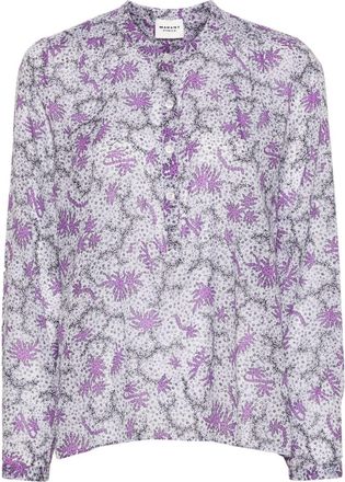 Isabel Marant Maria abstract-print blouse - women - Cotton - 36 - White