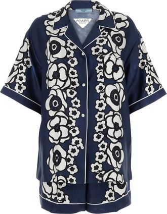 Prada Pigiama a fiori con shorts - Blu