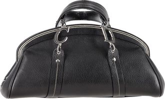 Dior Pre-owned Womens Detective Frame Top Handle Bag in Black Leather - One Size