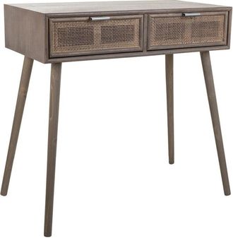 Wanderlust Deco Wanderlust Deco - Recibidor de madera y rejilla de bambú con 2 Cajónes gris 80x42x79