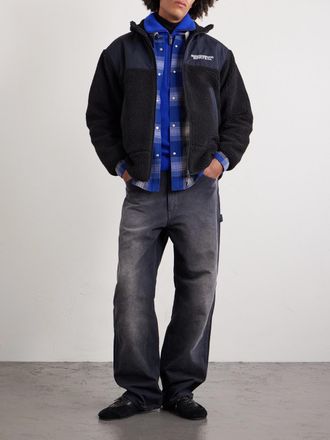 Neighborhood Logo-Embroidered Shell-Trimmed Fleece Jacket