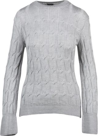 Max Mara Truien & Vesten, Dames, Grijs, S, Wol, Pullover met ronde hals