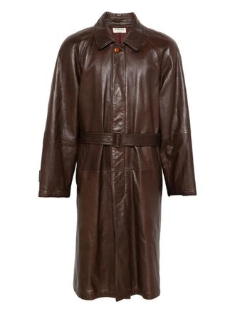 A.N.G.E.L.O. Vintage Cult 1990s leather coat - men - Leather/Viscose - 50 - Brown