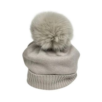 D.exterior Geribbelde Beanie met Omgeslagen Rand - Dames - Hoeden - Grijs - ONE Size - Wol - Accessoires