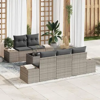 vidaXL Vidaxl Set Divano Da Giardino Con Cuscino 6 Pcs Grigio Polyrattan
