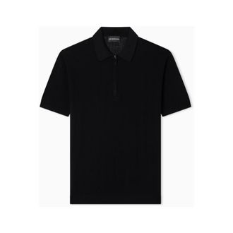 Emporio Armani Polo Shirts, male, Black, Size: L Polo Neck Sweater