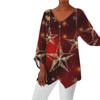 Generic Ladies Sparkly Tops Size 16 and 18 | Silver Sequin Tops for Women UK Glitter Tops for Women UK Plus Size Red Party Tops for Women UK V Neck Tunic Tops