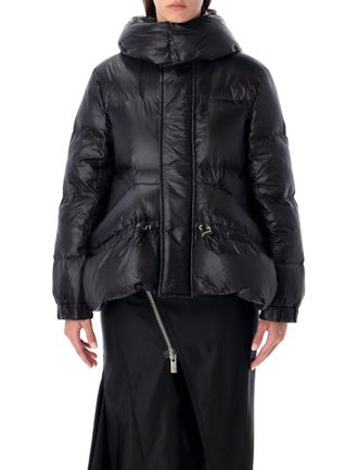 sacai Black Hooded Short Padded Puffer Jacket