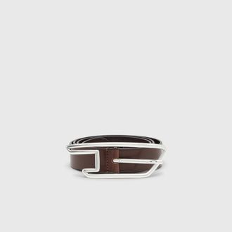 Diesel 3cm leather belt with D-logo buckle - Belts - Unisex - Brown