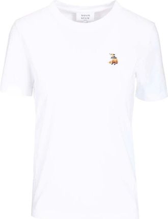 Maison Kitsun&eacute; Tops, Dames, Wit, XS, Katoen, Dreaming Fox Regular T-Shirt