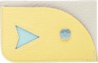 Herm&egrave;s Pre-owned Kaarthouder - Dames - Vintage Accessoires - Geel - ONE Size - Leer - Vintage