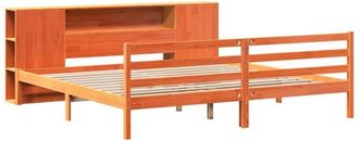 vidaXL Bookcase Bed without Mattress Wax Brown 180x200 cm Super King Solid Wood Pine vidaXL