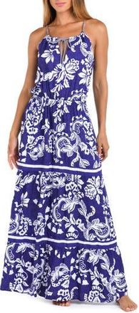 Sunshine 79 Floral Print Sleeveless Maxi Dress in Ultramarine at Nordstrom Rack, Size Large/x-Large