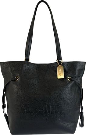 Coach Black Leather Shoulder Bag Tote Bag (Pre-Owned)
