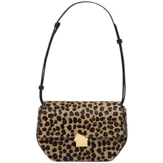 Closed Womens Leopard Cowhide Bag In Urban Beige