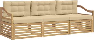 vidaXL Conjunto De Sof&aacute;s De Exterior 3 Uds. Y Beige Poli&eacute;ster Vidaxl