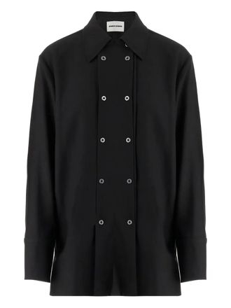 Jil Sander double-breasted virgin-wool coat - Black
