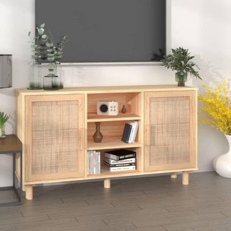 vidaXL Vidaxl - Aparador Marr&oacute;n Madera Pino Maciza Y Rat&aacute;n Natural 105x30x60 Cm