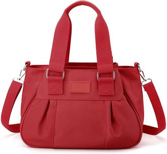 Generic Nylon Tote Bag for Women, Roomy Multiple Pockets Crossbody Bags Casual Ladies Handbag for Daily, Work, College & Travel (red)