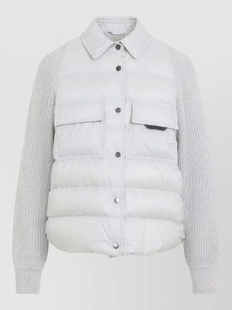Brunello Cucinelli hybrid padded jacket ribbed detail sleeves