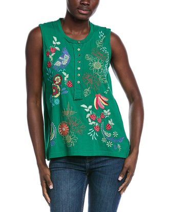 Johnny Was Raw Detail Henley Tank