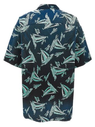 Miharayasuhiro Sailboat-Print Cotton-Blend Shirt - Black