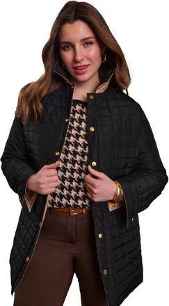 Jessica London Reversible Quilted Shirt Jacket in Black New Khaki at Nordstrom, Size 14