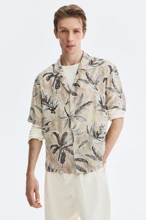 H&M Relaxed-fit resort shirt in Beige/patterned at Nordstrom, Size Xx-Large