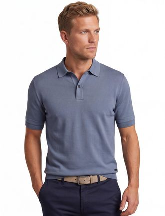 Genti polo effen blauw normale fit