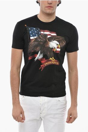 Dsquared2 Crew Neck USA EAGLE T-Shirt with Front Print size S