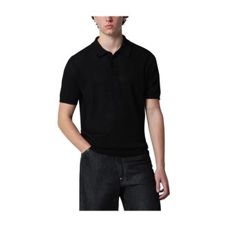 Roberto Collina Polo Shirts, male, Black, Size: 2XL Pointelle Knit Polo