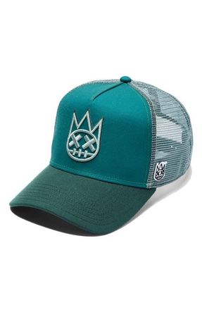 Cult of Individuality Shimuchan Logo Colorblock Trucker Hat in Bayberry at Nordstrom
