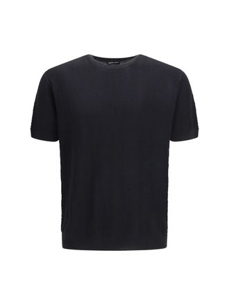 Giorgio Armani Textured Cotton-Silk Knit Sweater - Black