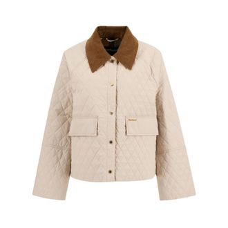 Barbour Light Jackets, female, Beige, Size: L Kirby Quilted Jacket