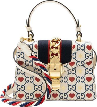 Gucci Blue Leather Valentines Sylvie Mini Top Handle (Authentic Pre-Loved)
