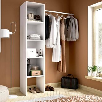 Dmora Armario Dmaffe, Estructura Para Vestidor, Perchero Abierto, 138x40h186 Cm, Blanco - Dmora