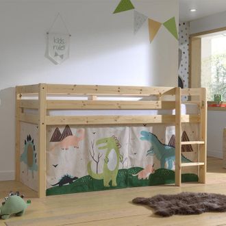 M&S Collection M&s - Cama De Media Altura 90x200 Con Somier Y Funda Dino Vipack Pino Madera