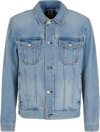 A|X Armani Exchange Mens Icon Denim Jacket, Indigo Denim, Small