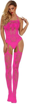 Generic Womens Erotic Apparel Sexy Tights Lace Garter Hollow-Out Fishnet Mesh Lingerie Set Sleepwear Party Base Lingeries Sets Crotchless Naughty Bodystocking