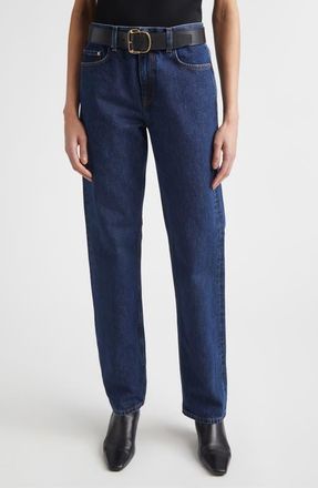 Toteme Low Rise Organic Cotton Denim Straight Leg Jeans in Indigo at Nordstrom, Size 24