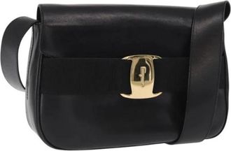Ferragamo Pre-owned Shoulder Bags, female, Black, Size: ONE SIZE Pre-owned Leather Shoulder Bag
