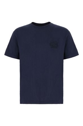 Etro Navy Blue T-Shirt With Pegasus Embroidery