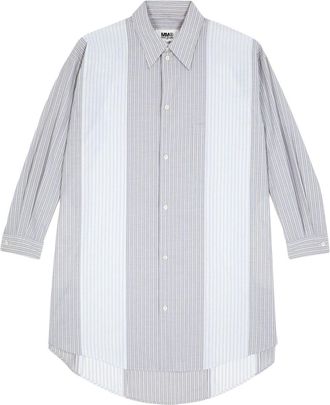 Maison Margiela striped shirt dress - women - Cotton - M - Grey
