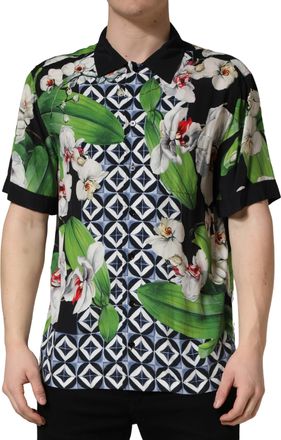 Dolce & Gabbana Multicolor Tropical Orchid Print Men Mens Shirt