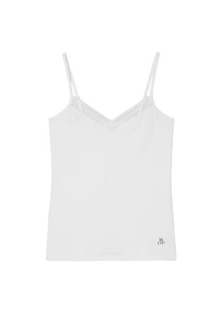 Marc O'Polo Spaghettitop MARC OPOLO Essentials, Damen, Gr. XS, weiss (wei&szlig;), Single Jersey, Obermaterial: 79% Polyamid, 21% Elasthan, unifarben, figurbetont h&uuml;ftl